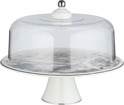 طقم ستاند كيك اكريلك مع صحون بورسلان السيف غاليري، 8 قطع، نقش مشجر فضي، قاعدة - متعدد الالوان product image 3