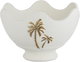 Al Saif Gallery Gypsum Serving Bowl, 20x20x13 cm, Round, Deep, Gold Palm Pattern - White product image 1