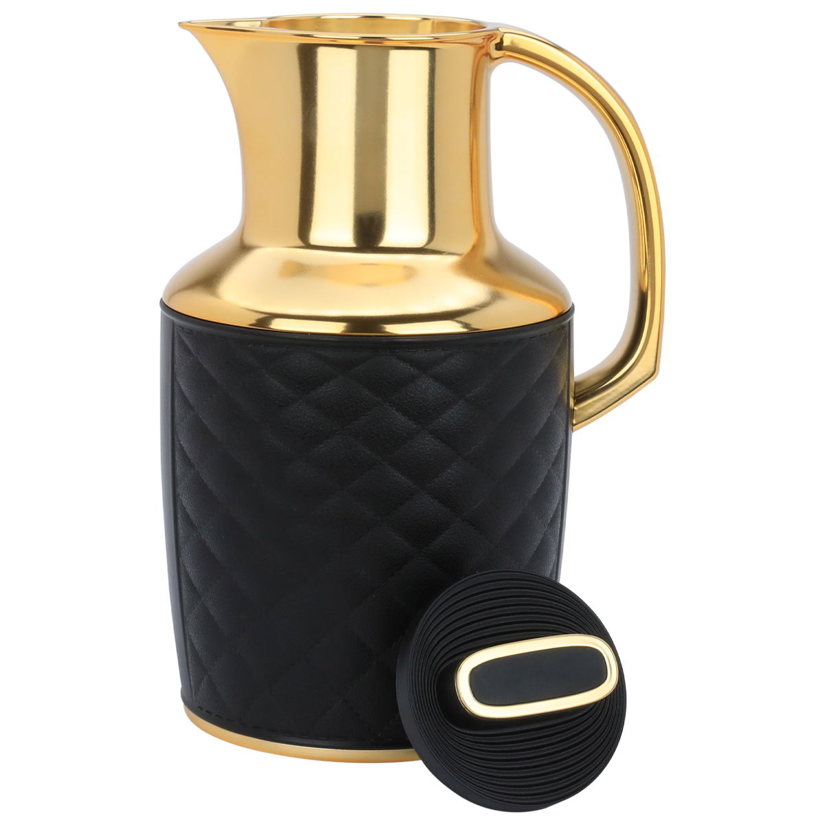 ترمس لارا زجاج تايملس، 1 لتر، هيكل خارجي بلاستيك - أسود ذهبي product image 2