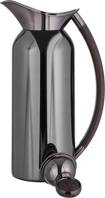 Al Saif Gallery Al Thuraya Thermos Set, 2 Pieces, 1/1 Liter, glass interior, black handle, black push-button lid product image 6