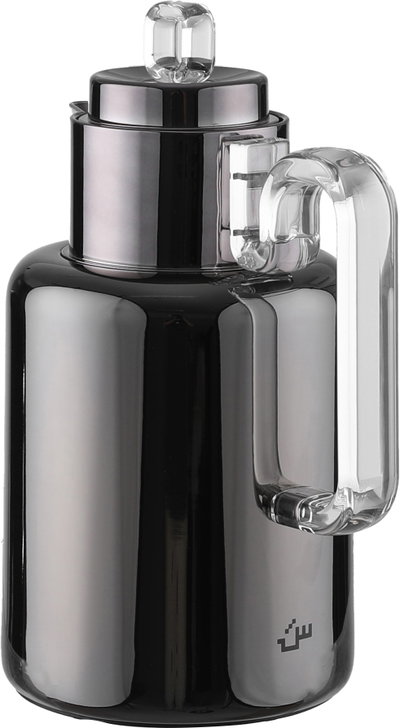 Al Saif Gallery Ronaq Thermos Set, 21 Pieces, 1/0.5 Liter, Teas with Saucers, Coffee Cups, Tray, Transparent Handle - Black product image 5