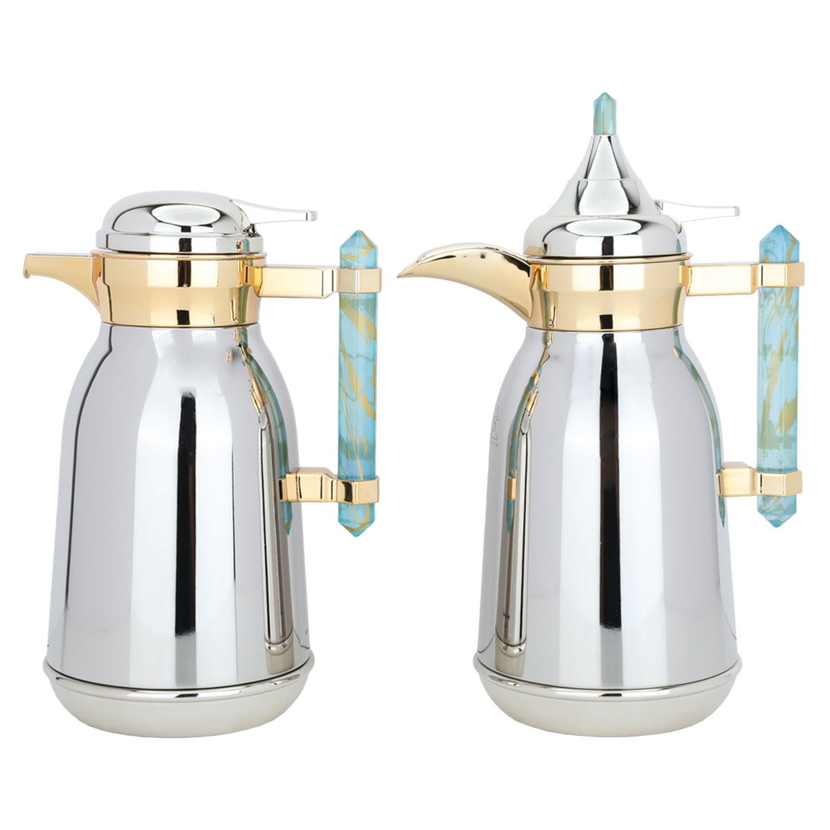 Al Saif Gallery stainless steel thermos set, 1/0.75 liter, 2 pieces - silver product image