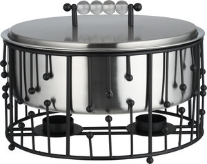 Al Saif Gallery Stainless Steel Food Warmer, 2 Liter, Double Bowl, Round, Black-Silver Base product image