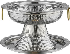 Al Saif Gallery Steel date tray, 20x20x27 cm, gold lid - silver Gold product image 2