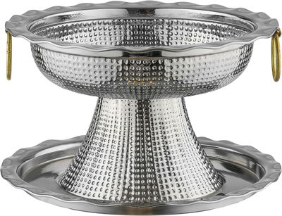 Al Saif Gallery Steel date tray, 20x20x27 cm, gold lid - silver Gold product image 2