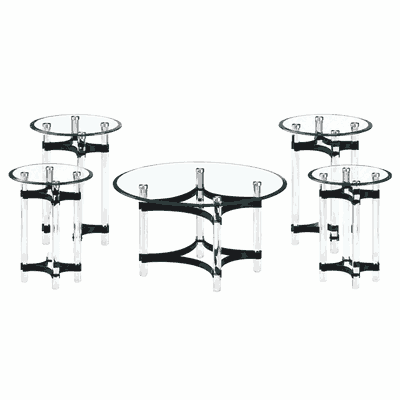 طقم طاولات زجاج و ستيل و اكرليك، 5 قطع - شفاف اسود product image 3