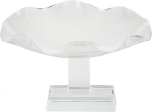 Al Saif Gallery Stainless Steel Serving Stand, 14x14x8 cm, Acrylic Base, Wavy - Transparent Silver product image