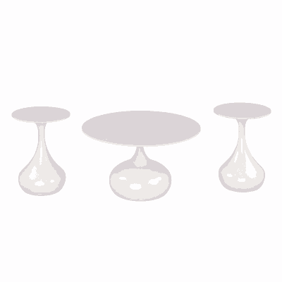 طقم طاولات سيراميك و معدن، 3 قطع - ابيض product image 3