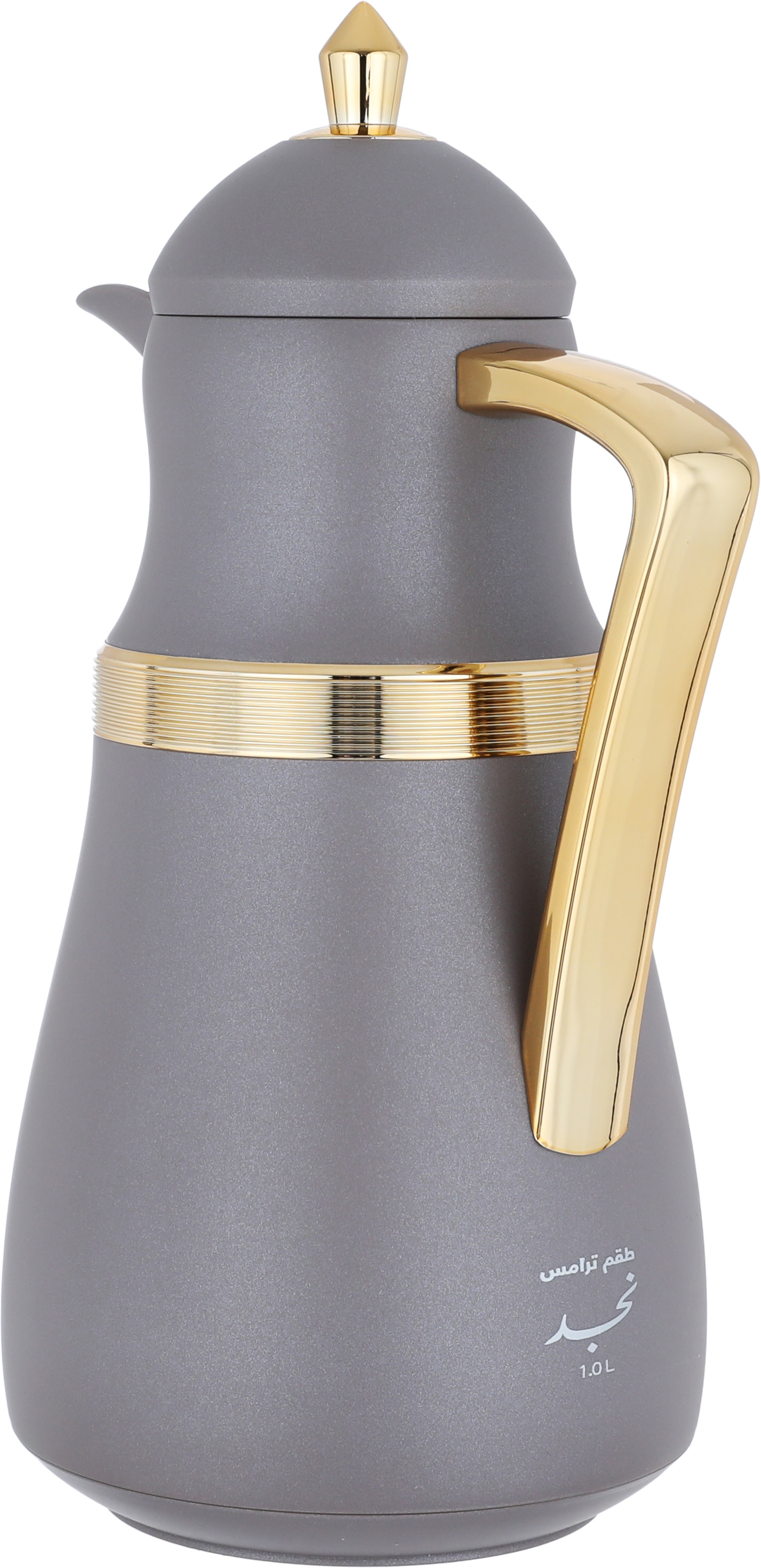 Al Saif Gallery Najd thermos set, 1 liter, thermal glass inner shell, plastic outer shell, 2 pieces - golden cappuccino product image 4