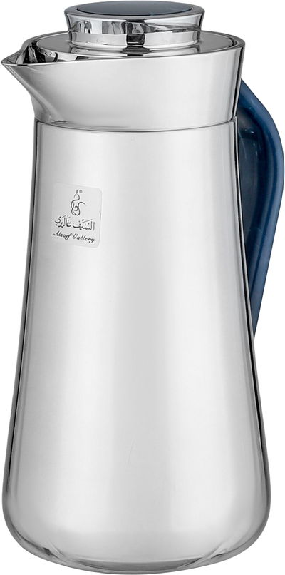 ترمس الهدا ستانلس استيل السيف غاليري، 1 لتر، يد أزرق، ضغاط - فضي لامع product image 3