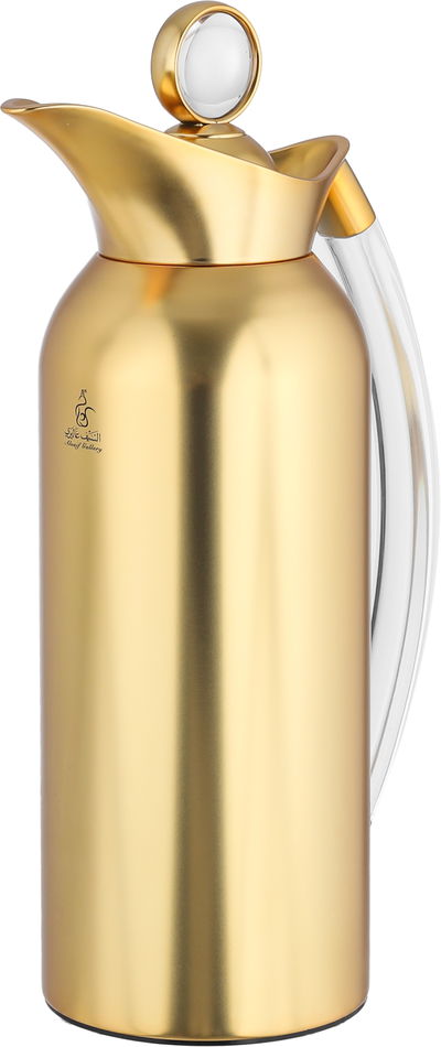 Al Saif Gallery Thuraya Thermos Set, 1/1 Liter, Glass Inner Material, Transparent Handle, Press Lid - Gold product image 8