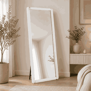 مراية ستاند زجاج، 180×80 سم، ستاند معدن - ابيض product image
