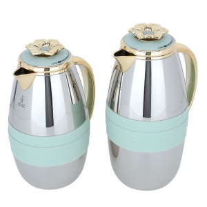 Al Saif Gallery Asmaa Steel thermos set, 1 liter, two pieces, silicone inner material, plastic outer shell - silver product image 2