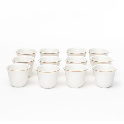 طقم فناجين قهوة عربي بورسلان السيف غاليري، 12 قطعة - ابيض product image 1