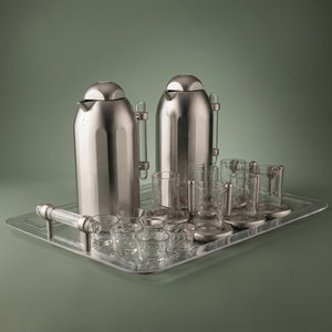 Al Saif Gallery Terhab Thermos Set, 21 Pieces, Cups with Saucers, Coffee Cups, Saucer, Transparent Handle - Silver Transparent product image