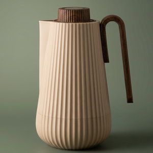 Glory Sumo Thermos, 1 liter, wooden handle, glass interior, pusher - light wood brown product image