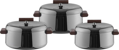 طقم حافظة طعام بلاستيك السيف غاليري، خامة داخلية ستاينلس استيل، 3 قطع، دائري - أسود لامع product image 1