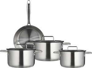 Robust Stainless Steel Cookware Set, 7 Pieces, Glass Lid - Transparent Silver product image 2