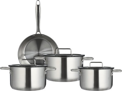 Robust Stainless Steel Cookware Set, 7 Pieces, Glass Lid - Transparent Silver product image 2