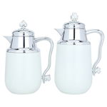 Al Saif Gallery Fatima thermos set, 1/0.75 litre, two pieces, thermal glass inner container, steel outer shell - white product image 1