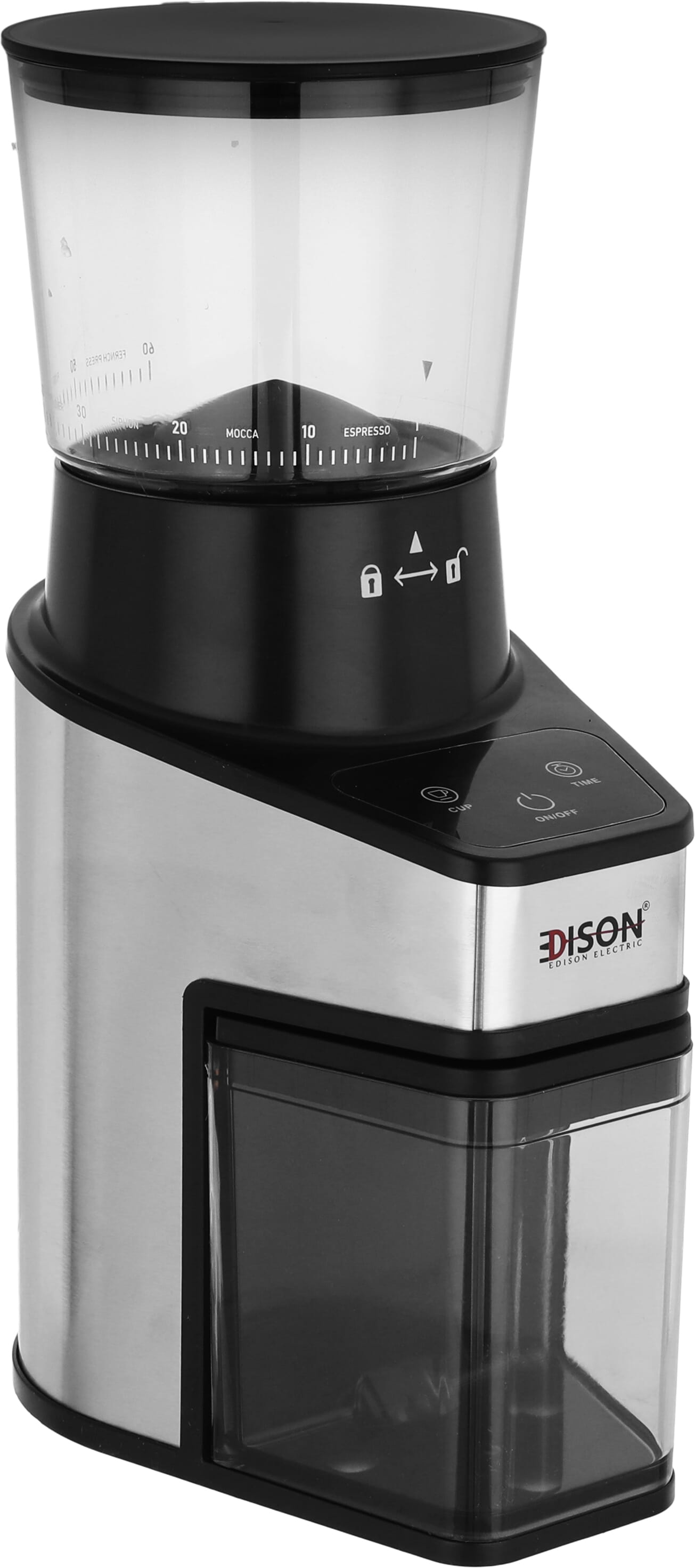 Edison CG-001 Coffee Grinder, 150 Watt, 250 grams - Silver Black product image 2