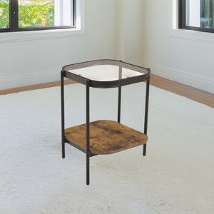 طاولة جانبية مودرن زجاج و خشب MDF، 55×45 42 سم - بني product image