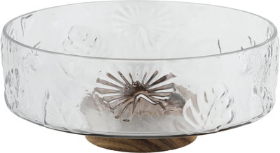 Al Saif Gallery Glass Serving Bowl, 26x26x11 cm, Wooden Base - Wooden Glass product image 1