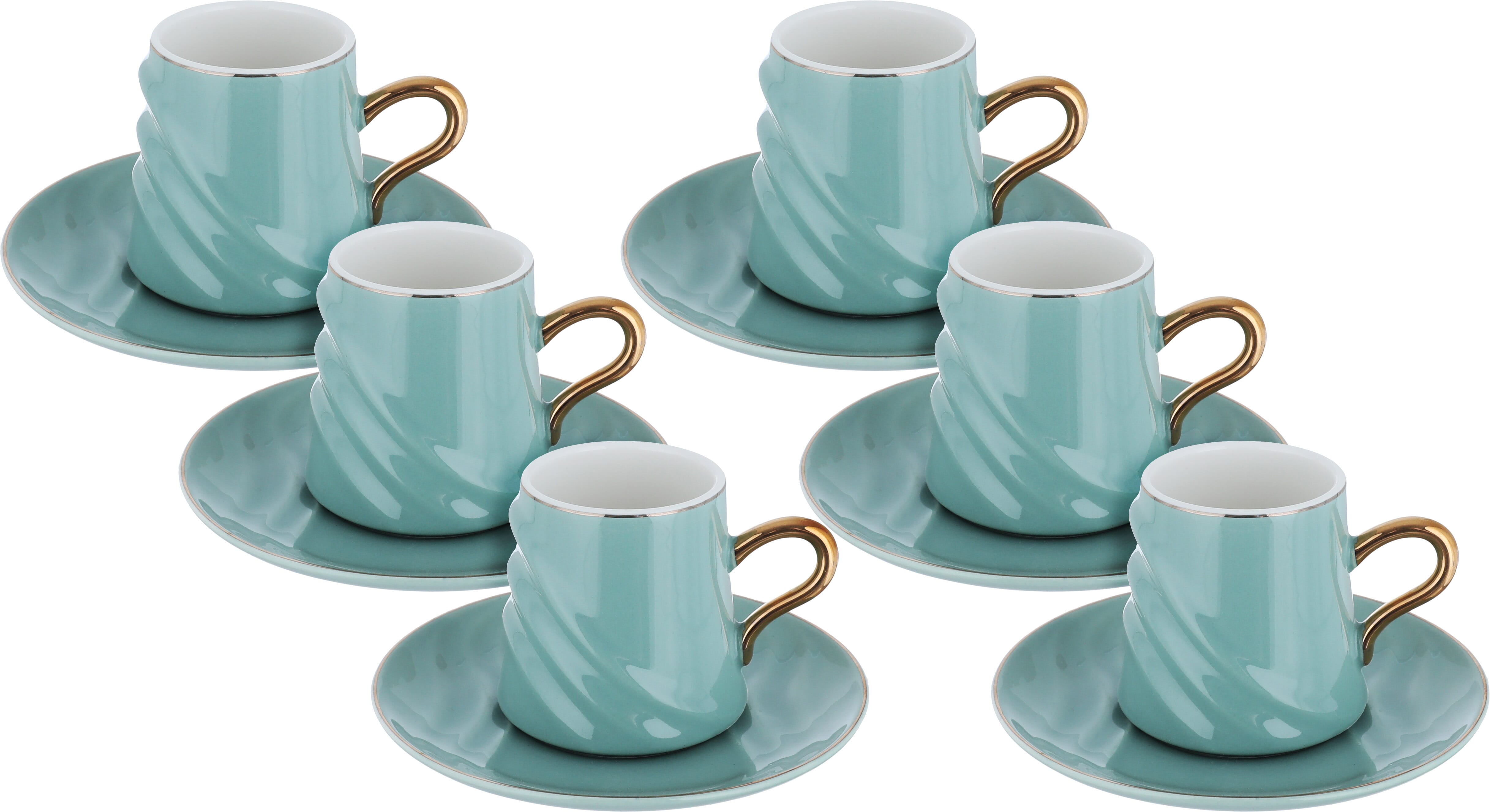 Al Saif Gallery Porcelain Coffee Cup Set, 12 Pieces - Light Green product image