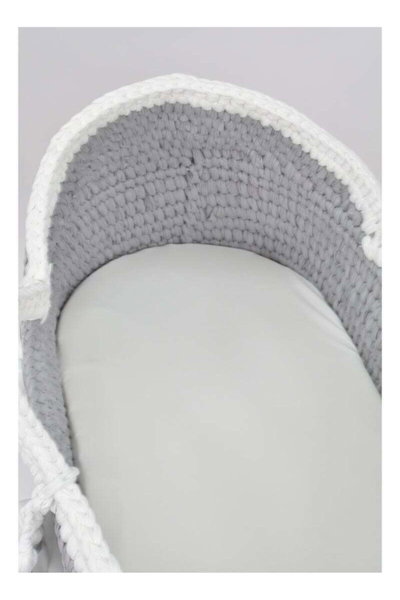 سلة اطفال كروشية فان مومنت، 76×40×20 سم، بقاعدة هزاز - رمادي product image 5