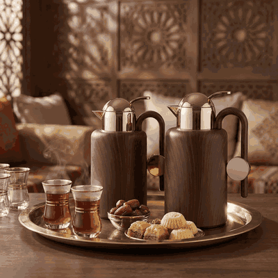 Al Saif Gallery Ikram Thermos Set, 2 Pieces, 1/1.5 Liter, Interior Material: Glass - Dark Wooden product image 7