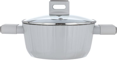 Robust aluminum pots set with glass lid, 7 pieces - beige product image 3