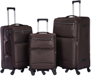 طقم شنط سفر قماش ليمرا، 3 مقاسات، 4 عجلات، حركة بزاوية 360 درجة، LMA-1003-4 - بني product image