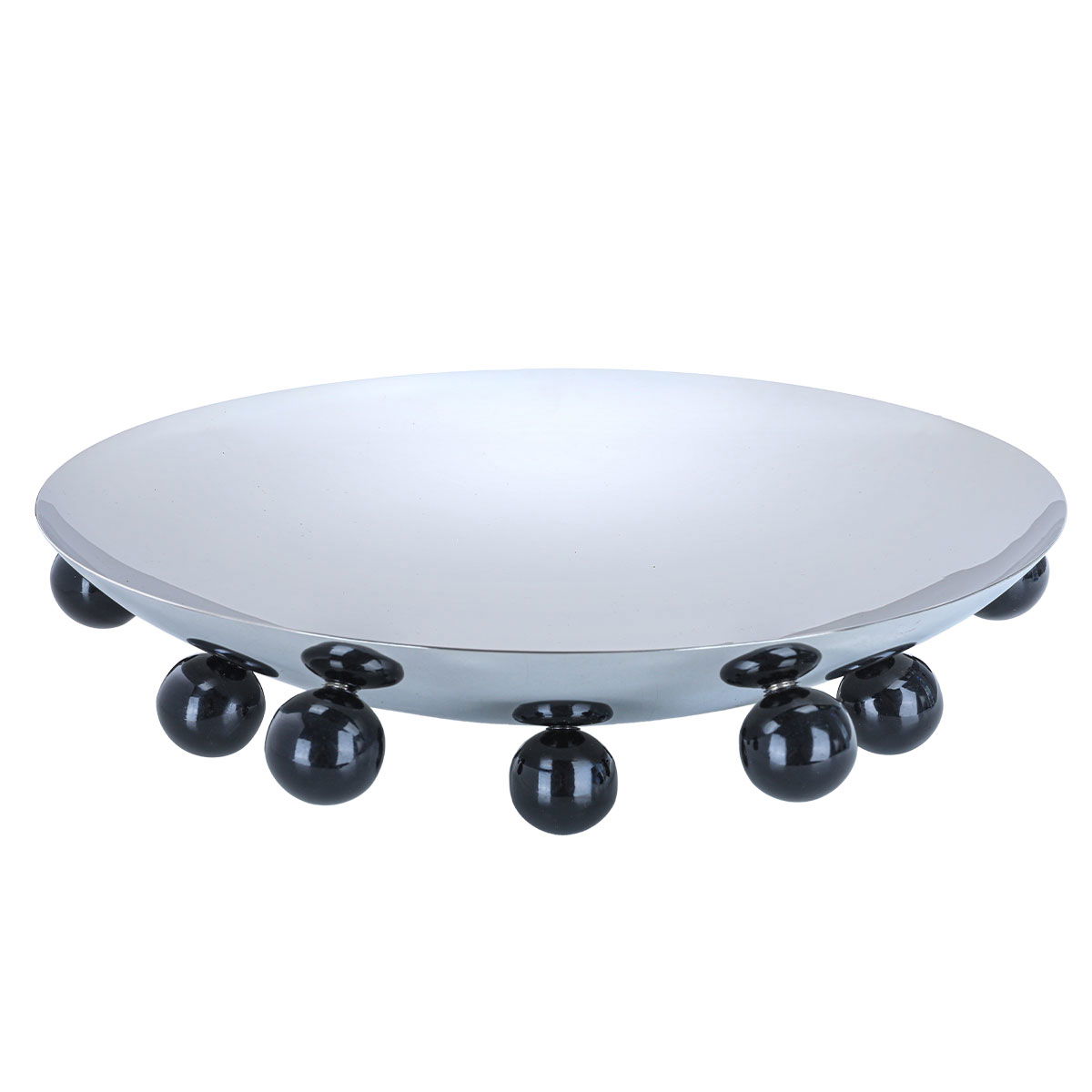 Al Saif Gallery black steel serving stand with ball legs, 38 x 38 x 9 cm, circular - silver product image 2