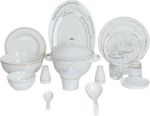 Al Saif Gallery Porcelain Dinnerware Set, 61 Pieces, Geometric Patterns - White product image