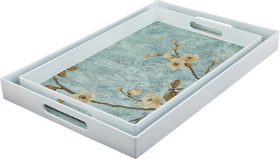 Al Saif Gallery Plastic Serving Tray Set, 2 Pieces, Floral Pattern - Multicolor product image 1