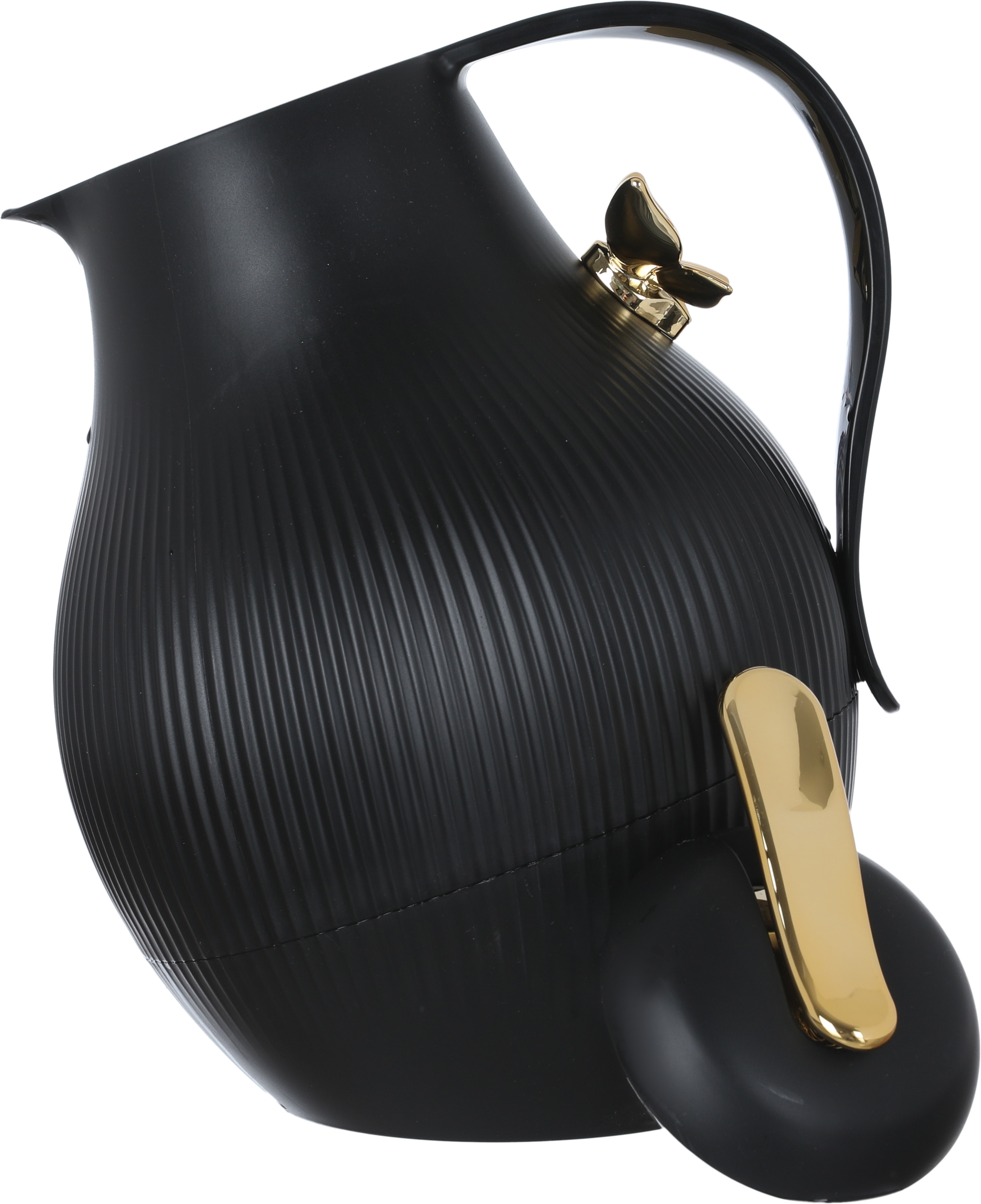 Al Saif Gallery Dora thermos, golden butterfly, 1.5 liters, thermal glass inner container, plastic outer shell - black product image 4