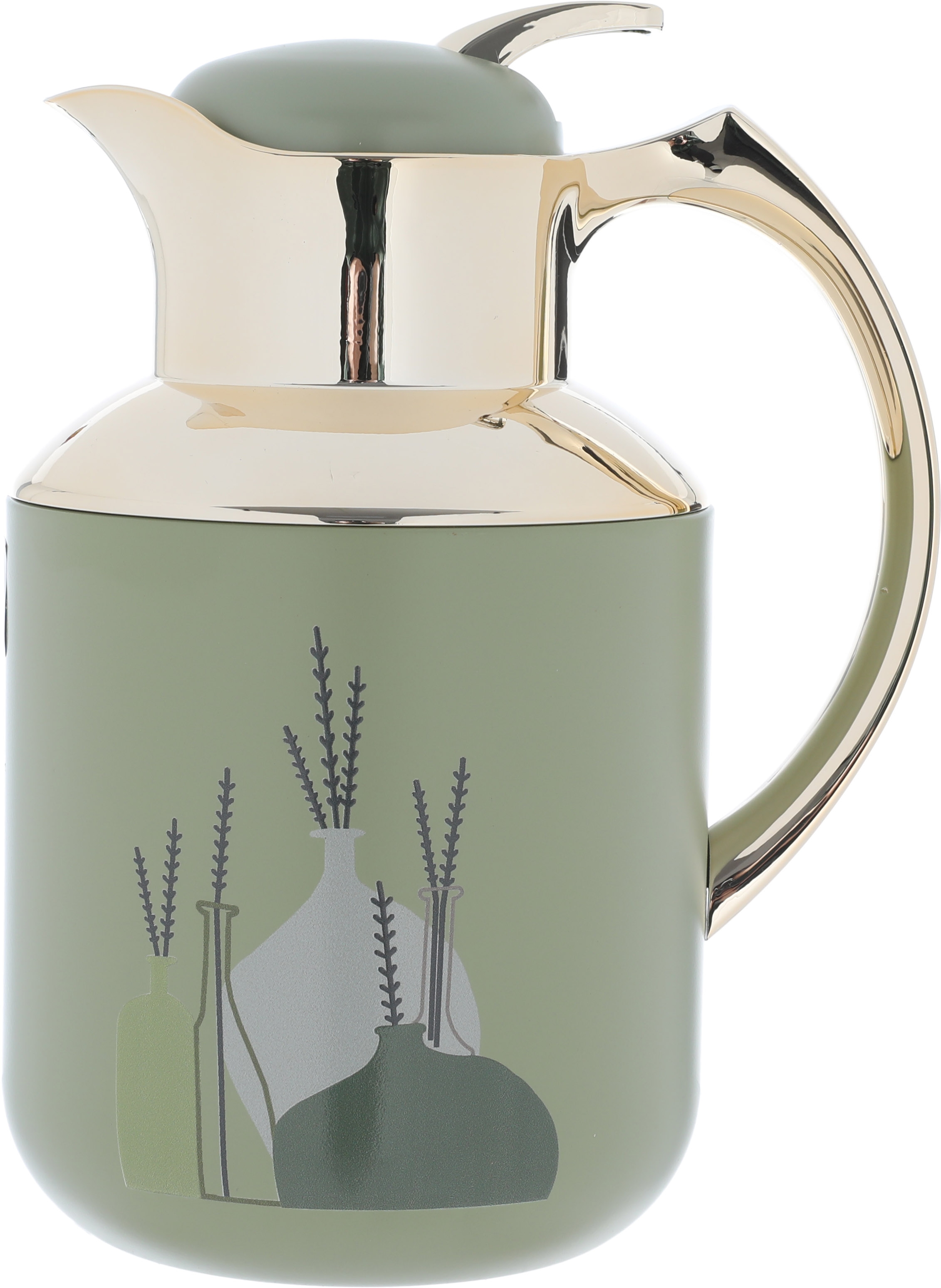 Al Saif Gallery Florya Pro thermos set, 1/0.5 liter, 2 pieces, thermal glass inner container, steel outer shell - light green product image 2