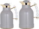 Al Saif Gallery Farida thermos set, 1/0.7 litre, transparent handle, two pieces, thermal glass inner case, steel outer case - Cappuccino product image 1