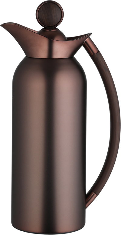 Al Saif Gallery 2-piece 1/2 liter thermos set, tempered glass inner container, wooden handle, plunger - matte brass product image 6