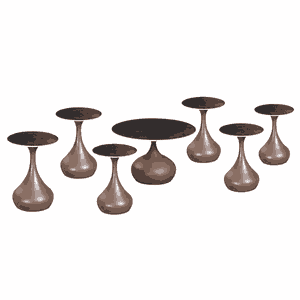 طقم طاولات سيراميك و معدن، 5 قطع - اسود بني product image 2