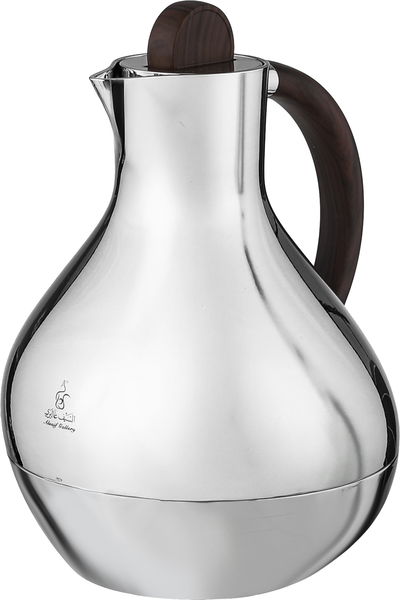 Al Saif Gallery Layal Thermos Set, 0.6/0.9 Liter, 2 Pieces, Glass Interior, Plastic Exterior, Wooden Handle, Push Button - Wooden Silver product image 6