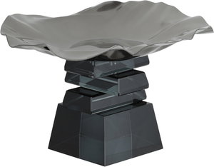 ستاند تقديم ستانلس استيل السيف غاليري، 17x17x10 سم، قاعدة مربع زجاج، مموج - أسود product image 2