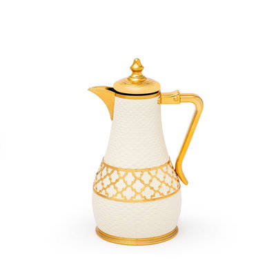 Al Saif Gallery Al-Anoud thermos set, 1/1 liter, 2 pieces, thermal glass inner shell, stainless steel outer shell - golden beige product image 2