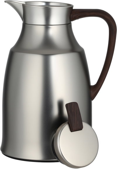 Al Saif Gallery Al-Diriyah Thermos, 1 liter, glass inner container, stainless steel outer casing, push-button - matte dark wood finish product image 5