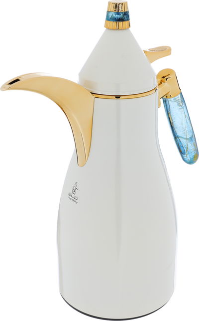 Al Saif Gallery Maimouna thermos set, two pieces, 1/1 liter, thermal glass inner container, steel outer shell - white product image 5