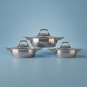 hascevher steel pots set with glass lid, 6 pieces - silver product image