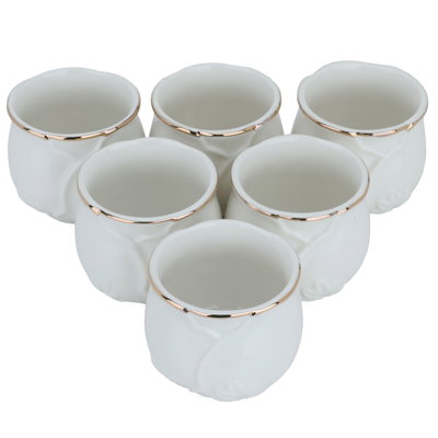 Al Saif Gallery porcelain Arabic coffee cups set, 6 pieces - white golden product image 2
