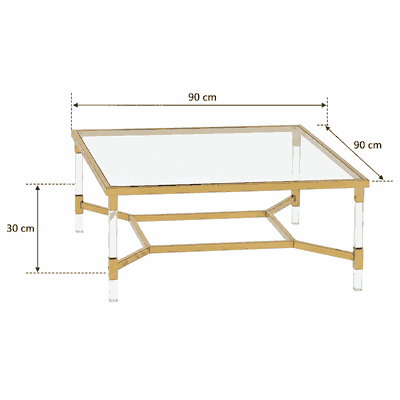 طقم طاولات زجاج و ستيل و اكرليك، 5 قطع - شفاف ذهبي product image 3