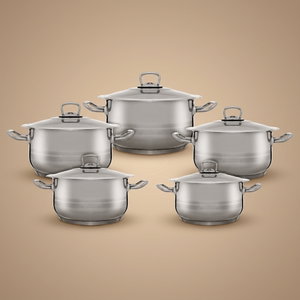 Hashver steel cookware set, 10 pieces, Turkish - silver product image