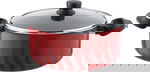 Tefal New Tempo Flame Titanium Coated Saucepan with Handles and Lid, 24cm - Red product image 2